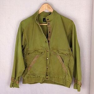 VINTAGE Women's Green Safari Bomber Jacket Size Medium